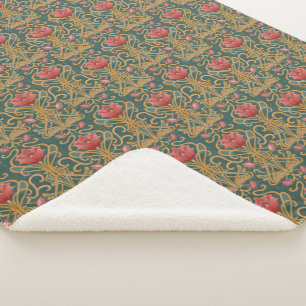 Art Nouveau bloemen Sherpa Deken