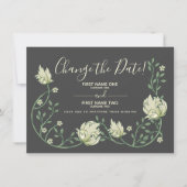 Art nouveau bloemen  veranderen de datumkaart save the date (Voorkant)