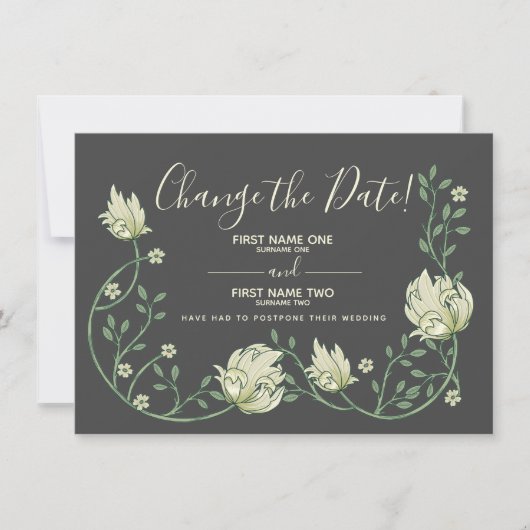 Art nouveau bloemen  veranderen de datumkaart save the date (Voorkant)