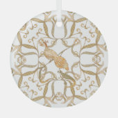 Art Nouveau Bloemen Vogels Glas Ornament (Voorkant)