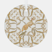 Art Nouveau Bloemen Vogels Glas Ornament (Achterkant)