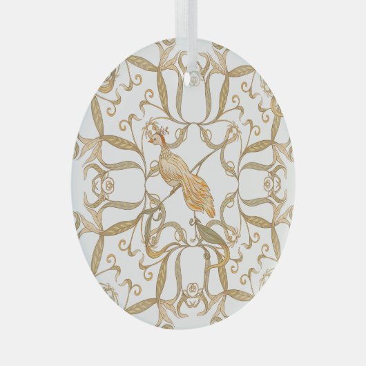 Art Nouveau Bloemen Vogels Glas Ornament (Voorkant Rechts)