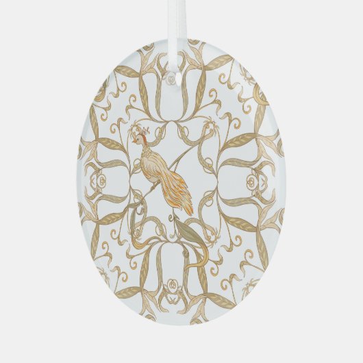 Art Nouveau Bloemen Vogels Glas Ornament (Voorkant links)