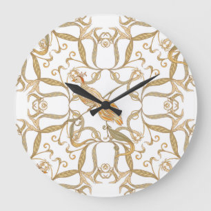 Art Nouveau Bloemen Vogels Grote Klok