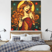 Art Nouveau Bloemen Vrouw Illustratie Canvas Afdruk (Insitu (Slaapkamer))