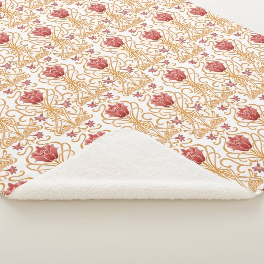 Art Nouveau-bloemen wit Sherpa Deken (3/4)