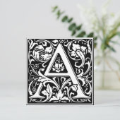 Art Nouveau Bloemenalfabet Monogram Letter A Kaart (Staand voorkant)