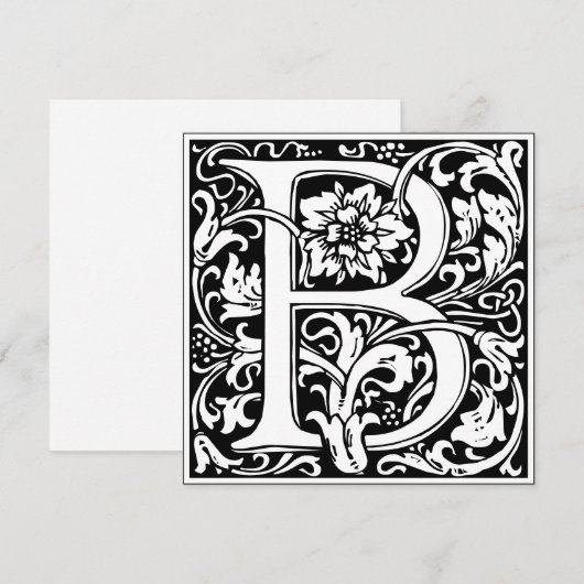 Art Nouveau Bloemenalfabet Monogram Letter B Kaart (Voorkant / Achterkant)