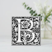 Art Nouveau Bloemenalfabet Monogram Letter B Kaart (Staand voorkant)