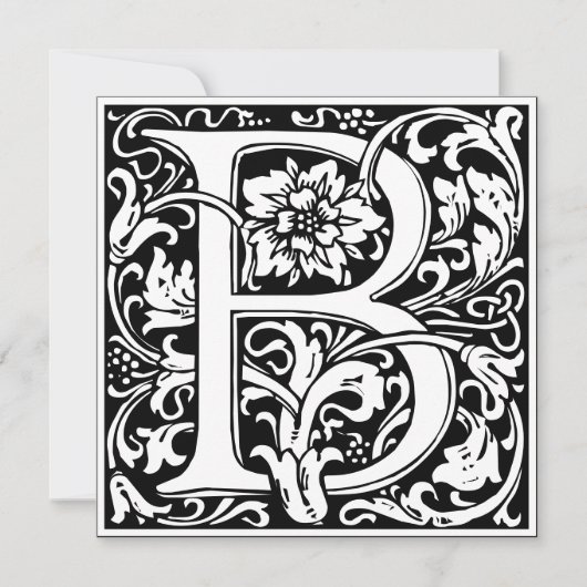 Art Nouveau Bloemenalfabet Monogram Letter B Kaart (Voorkant)