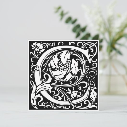 Art Nouveau Bloemenalfabet Monogram Letter C Kaart (Staand voorkant)