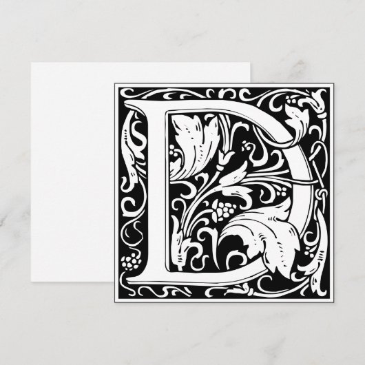 Art Nouveau Bloemenalfabet Monogram Letter D Kaart (Voorkant / Achterkant)