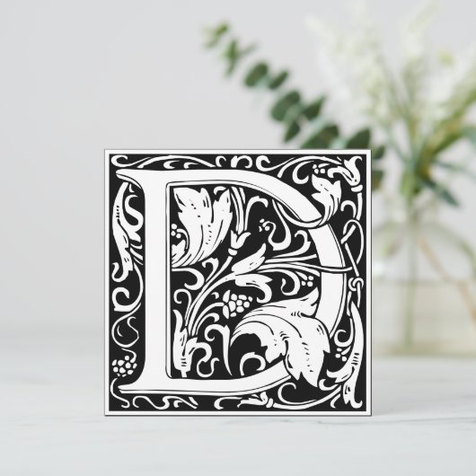 Art Nouveau Bloemenalfabet Monogram Letter D Kaart (Staand voorkant)