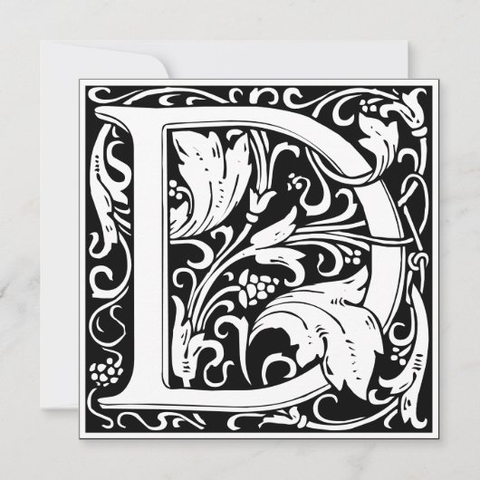 Art Nouveau Bloemenalfabet Monogram Letter D Kaart (Voorkant)