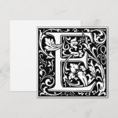 Art Nouveau Bloemenalfabet Monogram Letter E Kaart (Voorkant / Achterkant)