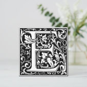 Art Nouveau Bloemenalfabet Monogram Letter E Kaart (Staand voorkant)