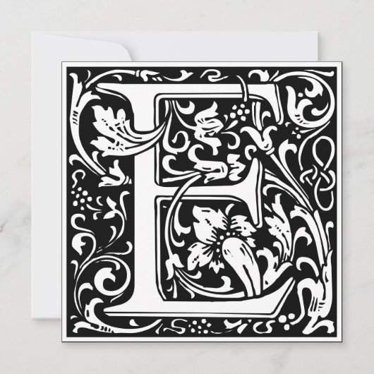 Art Nouveau Bloemenalfabet Monogram Letter E Kaart (Voorkant)