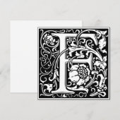 Art Nouveau Bloemenalfabet Monogram Letter F Kaart (Voorkant / Achterkant)