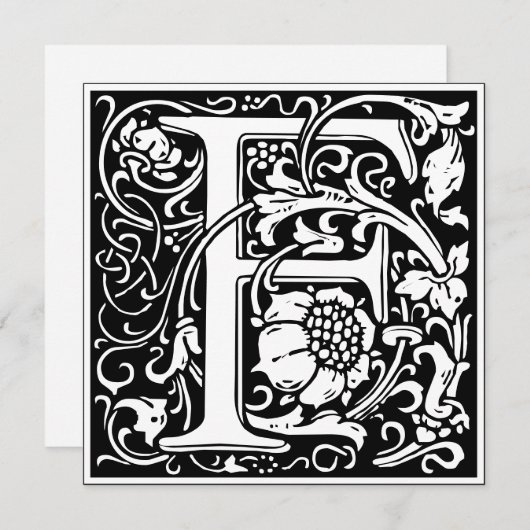 Art Nouveau Bloemenalfabet Monogram Letter F Kaart (Voorkant / Achterkant)