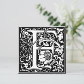 Art Nouveau Bloemenalfabet Monogram Letter F Kaart (Staand voorkant)