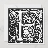 Art Nouveau Bloemenalfabet Monogram Letter F Kaart (Voorkant)