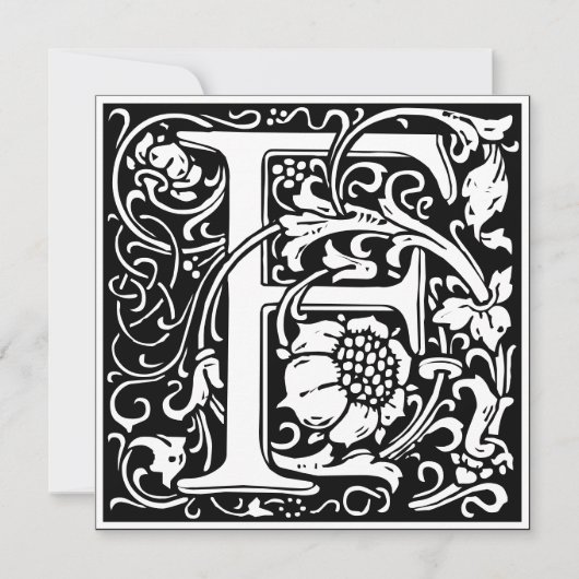 Art Nouveau Bloemenalfabet Monogram Letter F Kaart (Voorkant)