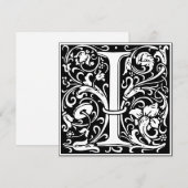 Art Nouveau Bloemenalfabet Monogram Letter I Kaart (Voorkant / Achterkant)