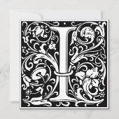 Art Nouveau Bloemenalfabet Monogram Letter I Kaart (Voorkant)