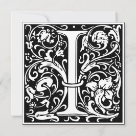 Art Nouveau Bloemenalfabet Monogram Letter I Kaart
