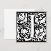 Art Nouveau Bloemenalfabet Monogram Letter J Kaart (Voorkant / Achterkant)