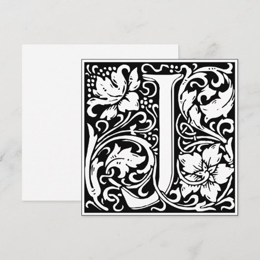 Art Nouveau Bloemenalfabet Monogram Letter J Kaart (Voorkant / Achterkant)