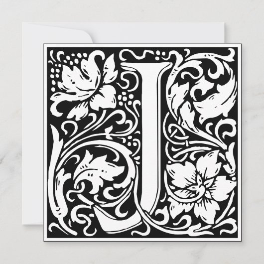 Art Nouveau Bloemenalfabet Monogram Letter J Kaart (Voorkant)