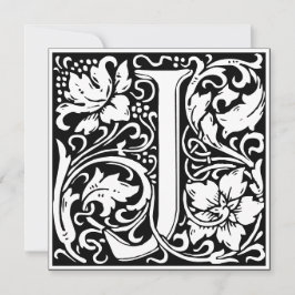Art Nouveau Bloemenalfabet Monogram Letter J Kaart