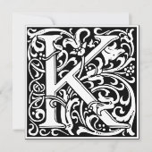 Art Nouveau Bloemenalfabet Monogram Letter K Kaart (Voorkant)