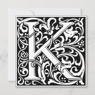 Art Nouveau Bloemenalfabet Monogram Letter K Kaart