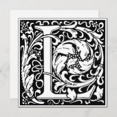 Art Nouveau Bloemenalfabet Monogram Letter L Kaart (Voorkant / Achterkant)