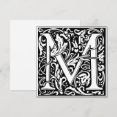 Art Nouveau Bloemenalfabet Monogram Letter M Kaart (Voorkant / Achterkant)