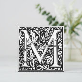 Art Nouveau Bloemenalfabet Monogram Letter M Kaart (Staand voorkant)