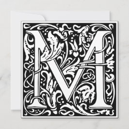 Art Nouveau Bloemenalfabet Monogram Letter M Kaart