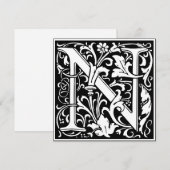 Art Nouveau Bloemenalfabet Monogram Letter N Kaart (Voorkant / Achterkant)