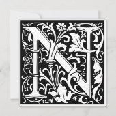 Art Nouveau Bloemenalfabet Monogram Letter N Kaart (Voorkant)