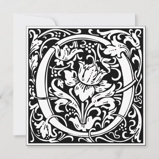 Art Nouveau Bloemenalfabet Monogram Letter O Kaart (Voorkant)
