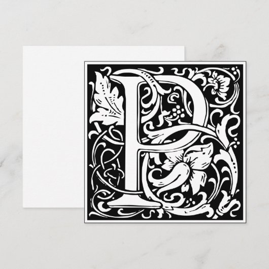 Art Nouveau Bloemenalfabet Monogram Letter P Kaart (Voorkant / Achterkant)