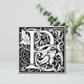 Art Nouveau Bloemenalfabet Monogram Letter P Kaart (Staand voorkant)