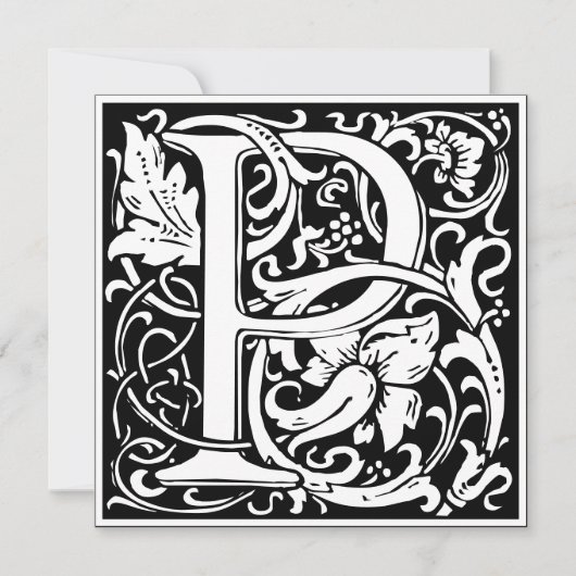 Art Nouveau Bloemenalfabet Monogram Letter P Kaart (Voorkant)