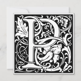 Art Nouveau Bloemenalfabet Monogram Letter P Kaart