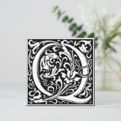Art Nouveau Bloemenalfabet Monogram Letter Q Kaart (Staand voorkant)