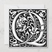 Art Nouveau Bloemenalfabet Monogram Letter Q Kaart (Voorkant)