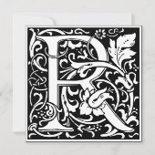 Art Nouveau Bloemenalfabet Monogram Letter R Kaart (Voorkant)