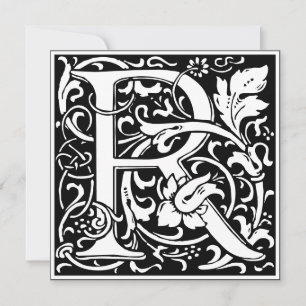 Art Nouveau Bloemenalfabet Monogram Letter R Kaart